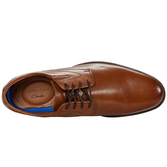 NWT Clarks Men\'s Whiddon Plain Oxford, Dark Tan Leather, 10 Medium US main image 5